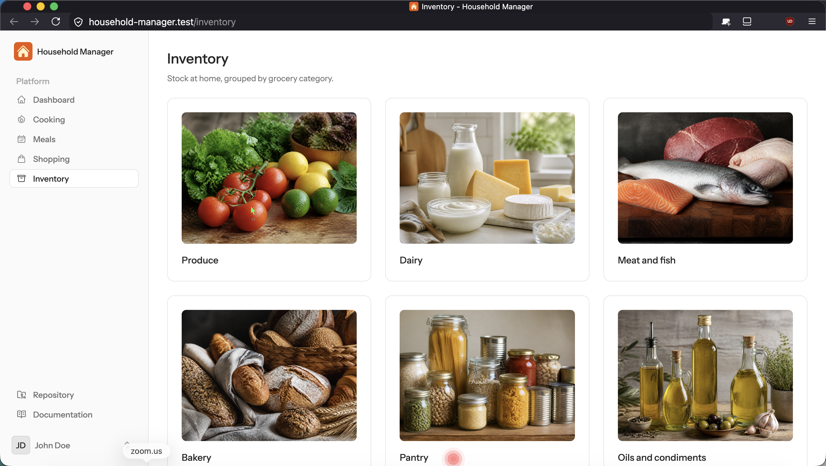 Inventory category grid.
